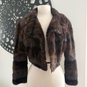 Luxurious Cropped Brown Fur Jacket